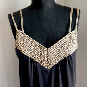 Vintage Black and and Leopard Nylon Slip Dress by Undercover Wear. size medium